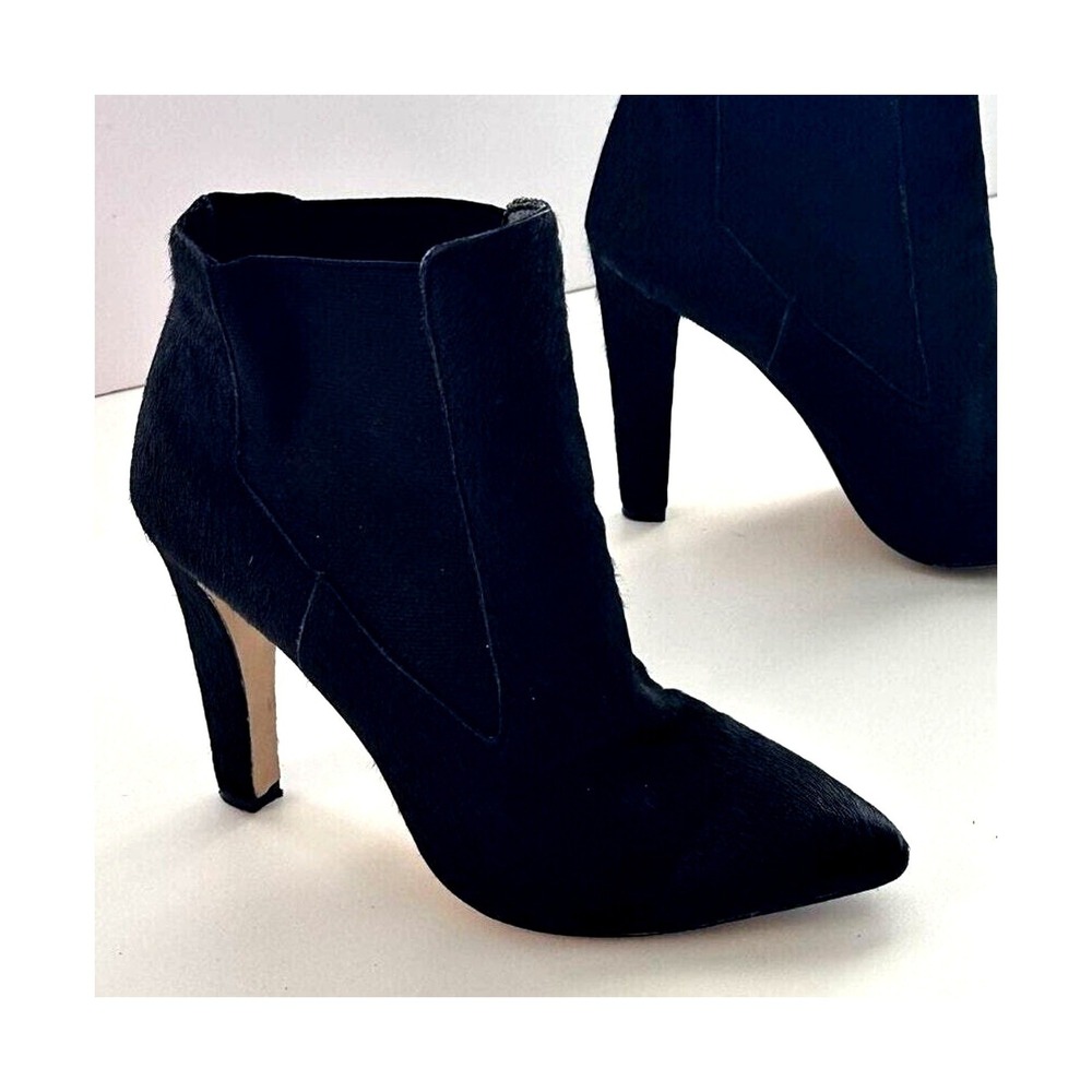 Ava & Aiden Ankle Boots Size 8.5 Black Faux Fur 4in Heel Goth Y2K Witchy Cosplay